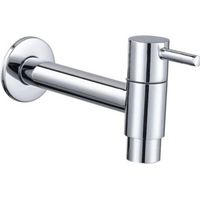 Schwarzer Wandwasserhahn, Kaltwasserhahn, Edelstahl-Wassersparer für Badezimmer, Waschbecken, Balkon, Küche (Silber)