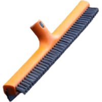 Escobilla de goma y cepillo duro 2 en 1 - VENTEO - Mango telescópico - Escobilla de goma de 42 cm - Boquilla universal - Para limpiar ventanas y cristales - Cerdas rígidas - Naranja