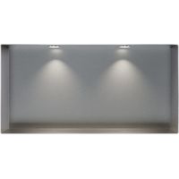 BERNSTEIN - Niche murale douche acier inox + 2 Spots LED, étagère douche encastrable NT306010X - 30x60x10cm (HxLxP) - Acier brossé, 2x Spot Chrome