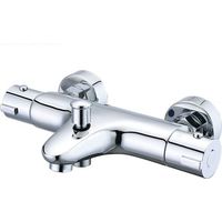 Mitigeur thermostatique de douche, mitigeur thermostatique de bain en laiton, robinet de baignoire avec butée de sécurité 38 °C, mitigeur de douche mural à deux sorties, entraxe de 150 mm, argent