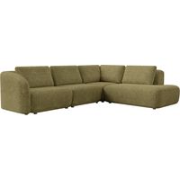 MERYA - Canapé d'angle modulable en tissu vert olive - Angle droit