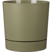 Scheurich PLANO+, Pflanzgefäß aus Kunststoff, Farbe: Moss Green, 38,7 cm Durchmesser, 38 cm hoch, 32 l Vol.