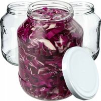 KADAX Lot de 4 bocaux en verre à insérer, 1,7 l, fi89 mm, verre de concombre, bocaux en conserve, verres ronds, avec couvercle à visser (blanc