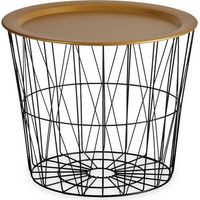 Mesa auxiliar Negro Dorado Metal 52 x 40 x 52 cm