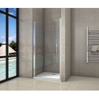Aica Sanitaire – Porte de douche pivotante 80x180cm – Verre anticalcaire 5mm – Installation en niche – Ouverture extérieure – Double étanchéité