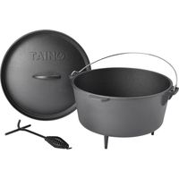 TAINO Dutch Oven 8L Gusseisen Ø 30cm Feuertopf Deckelheber Grillzubehör Dopf