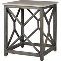 WOMO-DESIGN Tavolino da Caffè Orientale Firenze 45 x 45 x 55 cm Quadrato Colore Grigio in Legno Massello di Mango Intagliato a Mano Design Indiano Tavolo Vintage da Salotto Soggiorno Divano Laterale