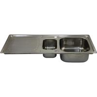 MonsterShop Küchenspüle – Edelstahl, wendbar, 1,5 Schüssel, 105x18x50 cm