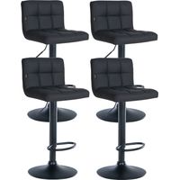 Lot de 4 tabourets de bar Feni similicuir Noir Métal noir mat