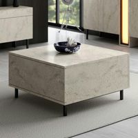 Table basse carrée travertin avec coffre de rangement AURA