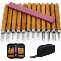 Holzschnitzwerkzeug-Set, 12-teilig, bestehend aus Holzmeißeln, Schnitzmesser mit Wetzstein, Holzschnitzmeißel-Set mit Tasche, Holzbearbeitungsmeißel für Profis und Anfänger