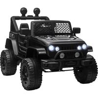 HOMCOM Voiture électrique enfant 12V avec télécommande parentale, suspension 4 roues, phares LED, klaxon, lecteur MP3, vitesse réglable 3-5 km/h, pour garçons et filles de 3 à 6 ans - Noire