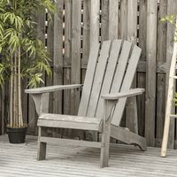 Fauteuil adirondack Fauteuil de Jardin Chaise de Jardin de Plein Air dim. 78L x 89P x 88H cm Bois Massif Sapin Gris Effet Vieilli pour Jardin, Terrasse et Balcon
