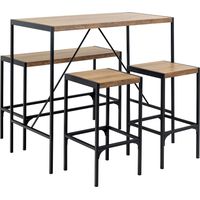 Bahamas Bartisch Set Tisch, Bank und 2 Stühle Natur.