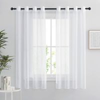 Cortinas blancas transparentes, juego de 2 cortinas cortas de 132 x 160 cm, decoración para el hogar, dormitorio, cocina, tul de organza con ojales, filtro de luz transparente, color blanco