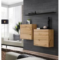 Commode - Switch SB I - 2 vitrines carrées - 1 étagère - Bois et noir - Modèle 1 - Livraison gratuite