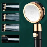 Shower Head Anti Limescale Shower Head, High Pressure Hand Shower with 3 + 1 Modes, Filtering Massage Shower Head, One Key Water Stop - ABS - Matte Black