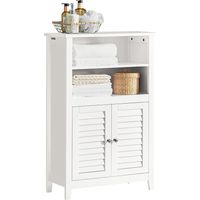 Sobuy – Meuble sous vasque simple 58x24x90cm – Armoire de rangement 2 portes – Étagère réglable – Bois MDF laqué blanc – BZR13W
