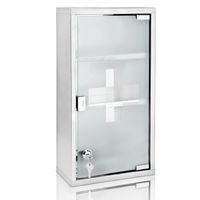 Deuba – Armoire à pharmacie murale 48,5 x 25 x 12 cm – Acier inoxydable verrouillable – 3 étagères en verre de sécurité – Rangement médicaments sécurisé