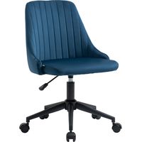 Sedia da Ufficio in Velluto Blu con Altezza Regolabile, Sedia Ergonomica Girevole a 360° e Ruote, 50x58x77-87cm