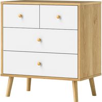 Commoda 4 tiroirs grande capacité de rangement 60x35x65 cm chêne blanc
