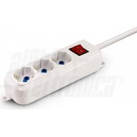 Multipresa Con 3 Uscite Universali Italia P40 - Interruttore 1,5M Cavo Spina 90°16A Bianca