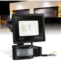 Wolketon Proyector LED Exterior 4X20W con Sensor de Movimiento – Impermeable IP66, Foco Jardín 6000K Luz Blanca Fría