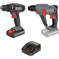 Kraftixx by Einhell 18V Akkuschrauber + Bohrhammer Set 2,0Ah Akku & Ladegerät