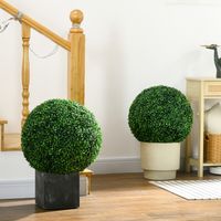Lot de 2 boules de buis. Plantes artificielles. Plante d'intérieur avec protection UV. Plante décorative. Pour l'intérieur et l'extérieur. Verte.