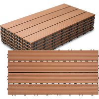 Jiubiaz Set di 18 piastrelle per terrazza in WPC a 4 doghe 3 m², 30 x 60 cm, piastrelle agganciabili in composito di legno marrone