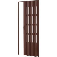Porta a soffietto da interno in kit con vetri in PVC mod. Sonia Noce 82x220 cm