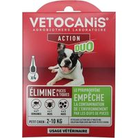 Pipetten - VETOCANIS - x4 Pipetten Anti-Flöhe und Zecken Duo 67mg/20mg für kleine Hunde