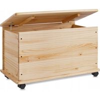 Boîte de rangement en bois naturel 130 L – Organiseur avec couvercle et roues – Pour jouets, livres, vêtements – Utilisation polyvalente – Zeller