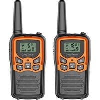 Talkie Walkie Longue Portée 5KM, Camping Accessoires Talkie Walkie Adulte Enfants Radio Talkie Walkie Chasse avec Lampe de Poche rétroéclairée LED(Orange)