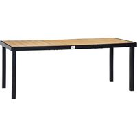 Gartentisch für 8 Personen Esstisch Aluminiumtisch 190 x 90 x 74 cm, pflegeleicht, Kunststoff, Natur & Schwarz, Gartenmöbel & Loungemöbel