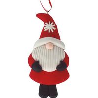 Santa Claus colgante para decoración de árbol 5x10cm fabricado en arcilla color blanco y rojo acabado mate