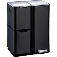 Kitchen Move – Poubelle à pédale tri sélectif 60L – 3 compartiments amovibles – Acier inoxydable noir mat – Ouverture douce et silencieuse