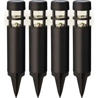 Estaca solar negra 1 led, 3 im, función fija, set de 4 uds