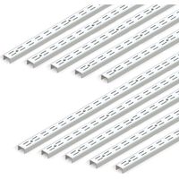Emuca – Lot de 10 profilés de montage mural Jagmet – Double rainure pas de 32mm – Longueur 951mm – Acier peint blanc pour étagères en bois