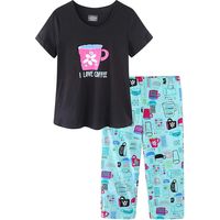 Ensembles de pyjamas noirs pour femmes - Pyjamas pour femmes, ensembles de vêtements de nuit grandes tailles avec hauts et pantalons, ensembles de pyjamas d'été