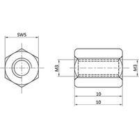 econ connect D3X10I5MH Abstandsbolzen M3 M3 Messing (vernickelt) 1 St.