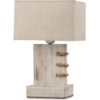 lampada da tavolo "gea" legno e corda, e27