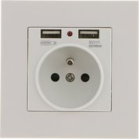 Wall Socket, Wall Power Socket with Double USB 5V/2100mA, Built-in Socket with 2 USB Ports Convenient and Handy