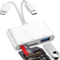 Lecteur Carte SD iPhone, 3 en 1 Lightning to SD Card Reader, Adaptateur iPhone Carte SD, Adaptateur Carte SD iPhone, A-daptateur Lightning vers USB, A-daptateur S-D i-Phone