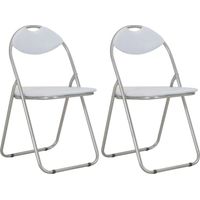 vidaXL Folding Chairs 2 pcs White Faux Leather