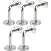 Lot de 5 Support Main Courante Inox - Murale Supports de Main Courante pour Escalier Exterieur Intérieur, Rampe Escalier Bois, Rail D'escalier (6x8x5cm/2.7x3.1x2.0in)