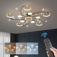 Plafonnier rétro, luminaire décoratif LED, suspension encastrée, convient aux salons, chambres et salles à manger (10+1, lumière tricolore)