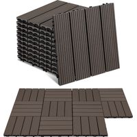 Wolketon Lot de 66 dalles de Terrasse Clipsable 30 X 30 cm Revêtement Extérieur Pour Jardin Balcon Piscine Marron café