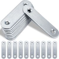 Pack of 20 flat connectors - 60 × 15.5 × 1.75 mm - Stainless steel flat connector - Metal perforated plate - Flat angle for connector - Stainless steel connection plate