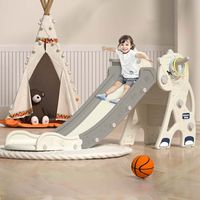 Magicfox – Toboggan licorne 150 cm – Panier de basket et machine à musique – Jeu intérieur/extérieur pour enfants dès 2 ans